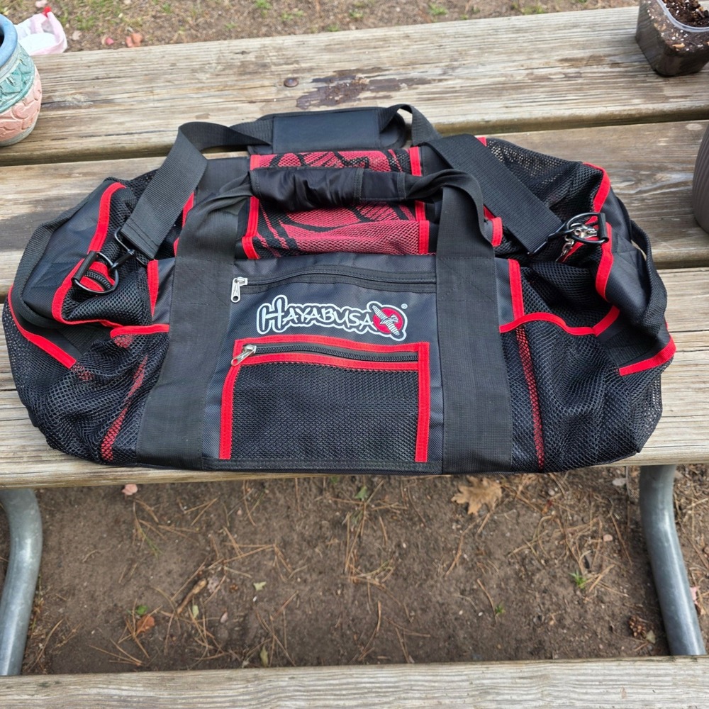 Hayabusa Mesh Gear Bag Black Red MMA Boxing Training Duffel Ventilated Gym Ryoko